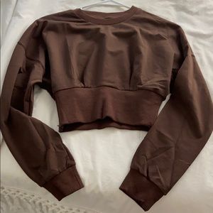 Shein sweatshirt + pretty little thing lace top